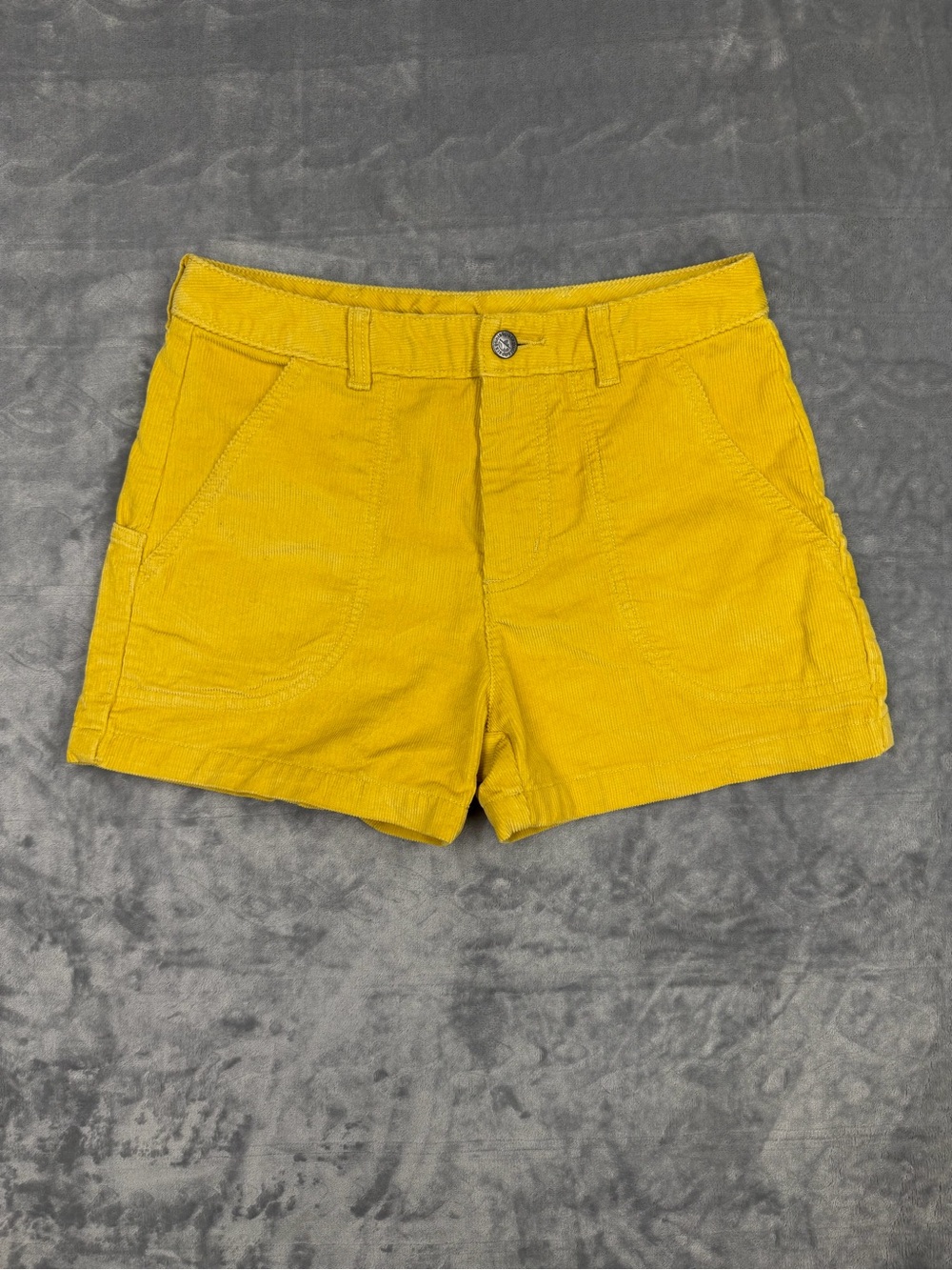 Patagonia Mustard Yellow Corduroy High-Rise Cargo Shorts